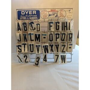 VINTAGE RARE DYER Peg Display W/100's Of 3" Letters & Numbers All-Purpose Vinyl